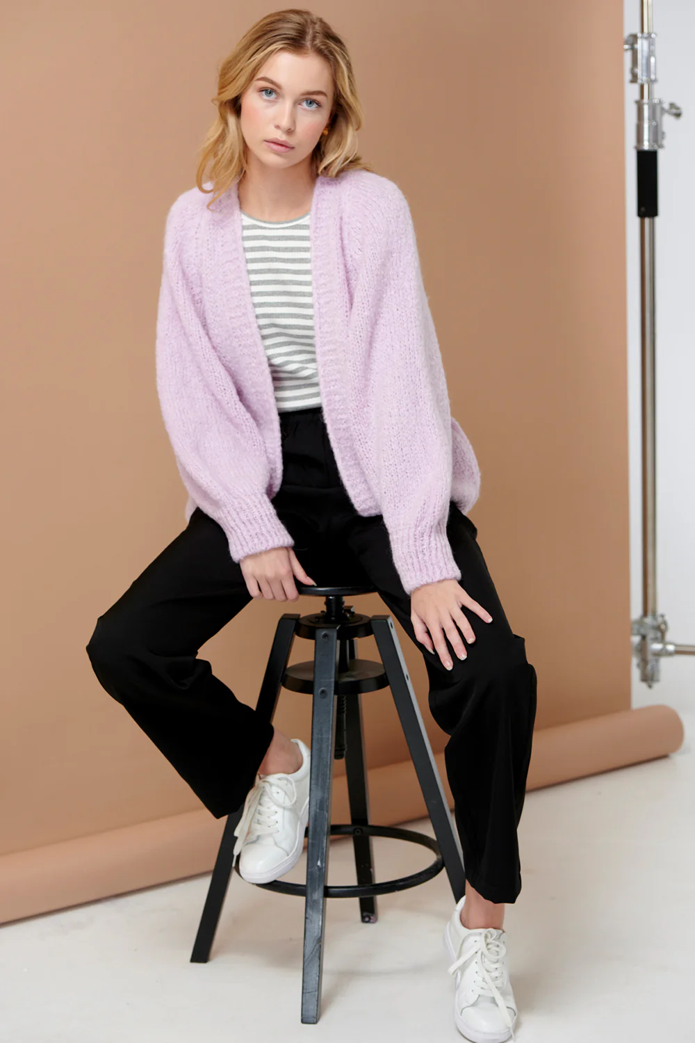 Fora Knit Cardigan Dusty Pink - Image 4