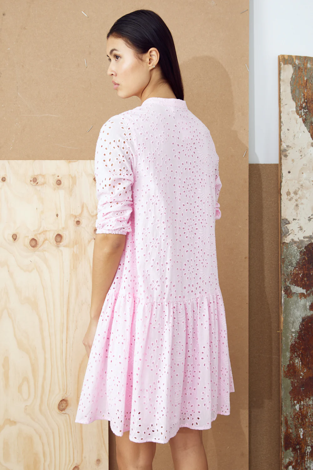 Imogene Dress Cotton Anglaise Light Pink - Image 3