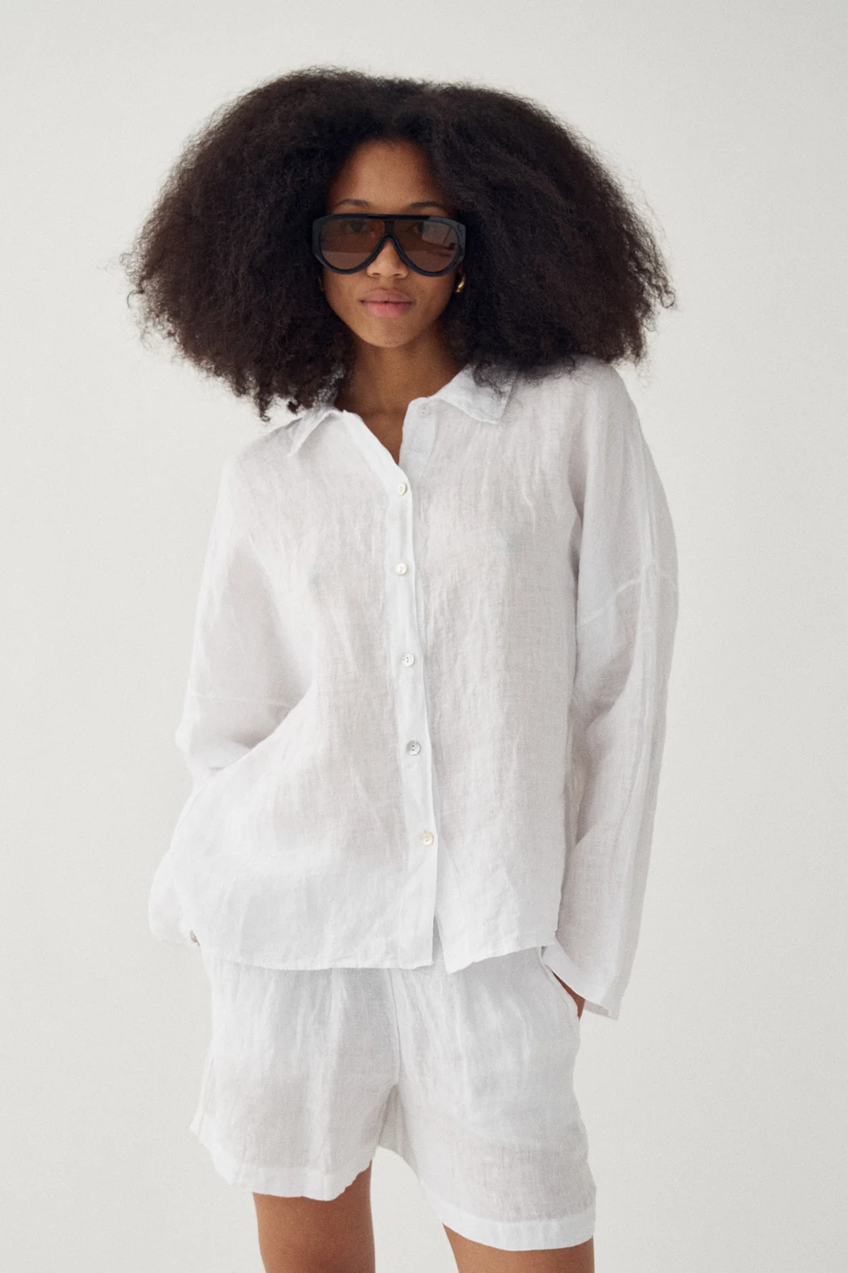 Layne Linen Shorts White - Image 7