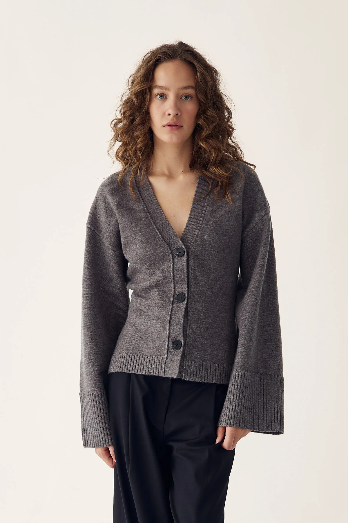 Lenyx Knit Cardigan Medium Grey Mel. - Image 3