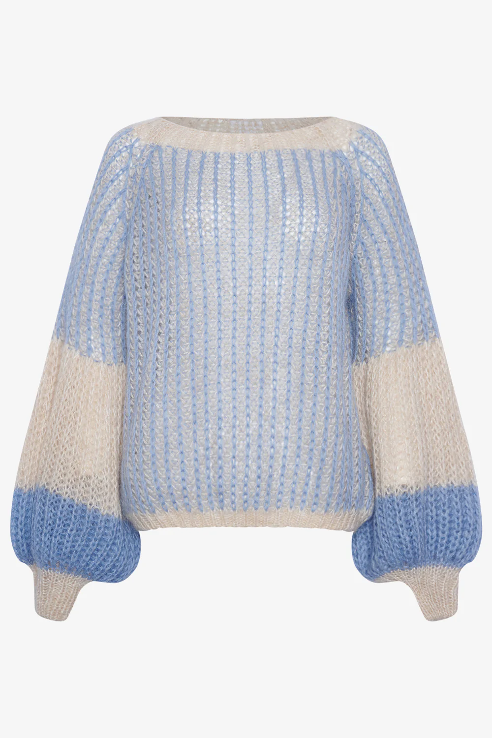 Liana Knit Sweater Dusty Blue Cream - Image 3