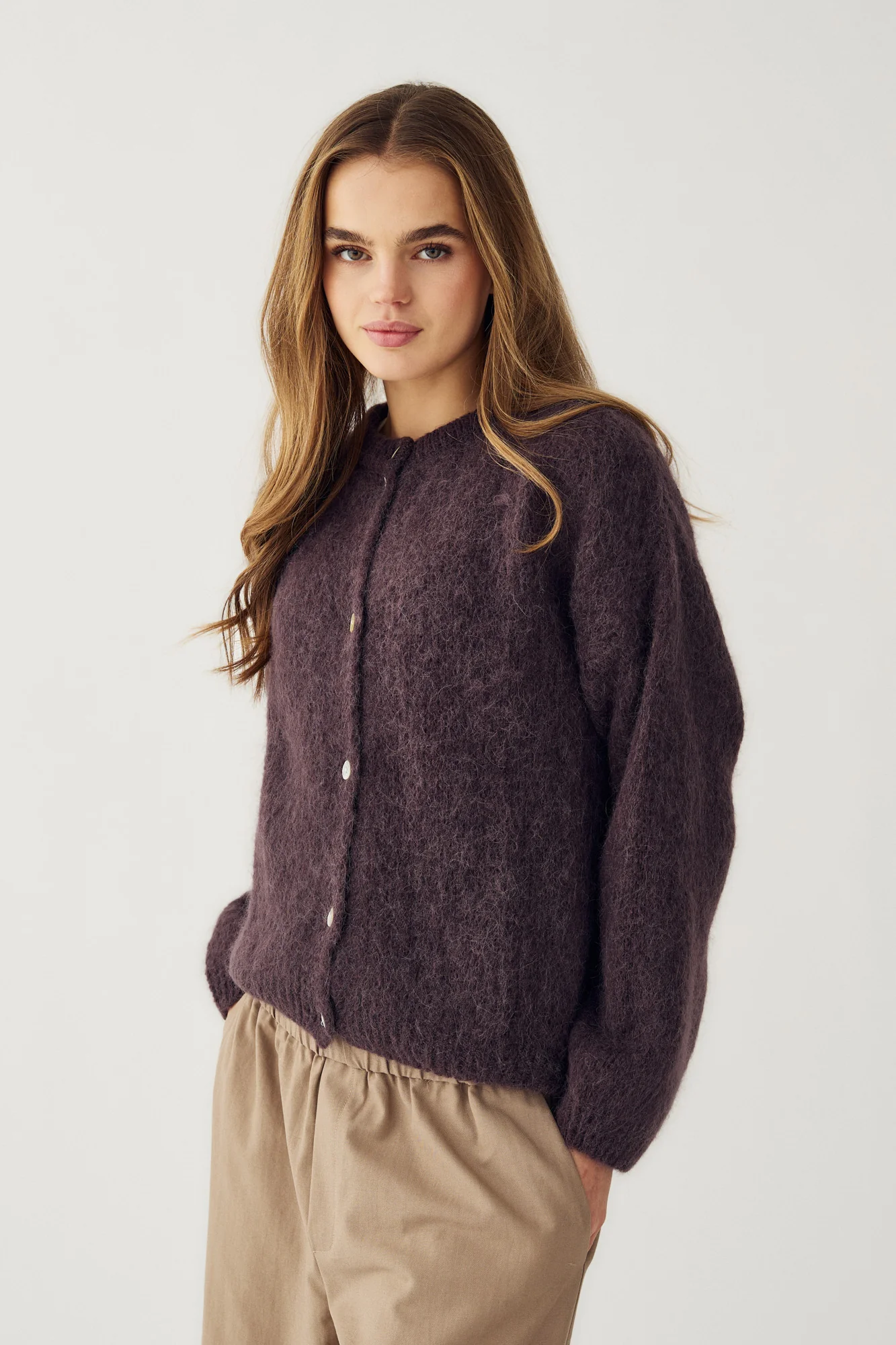 N-Kae Knit Cardigan Chocolate - Image 3