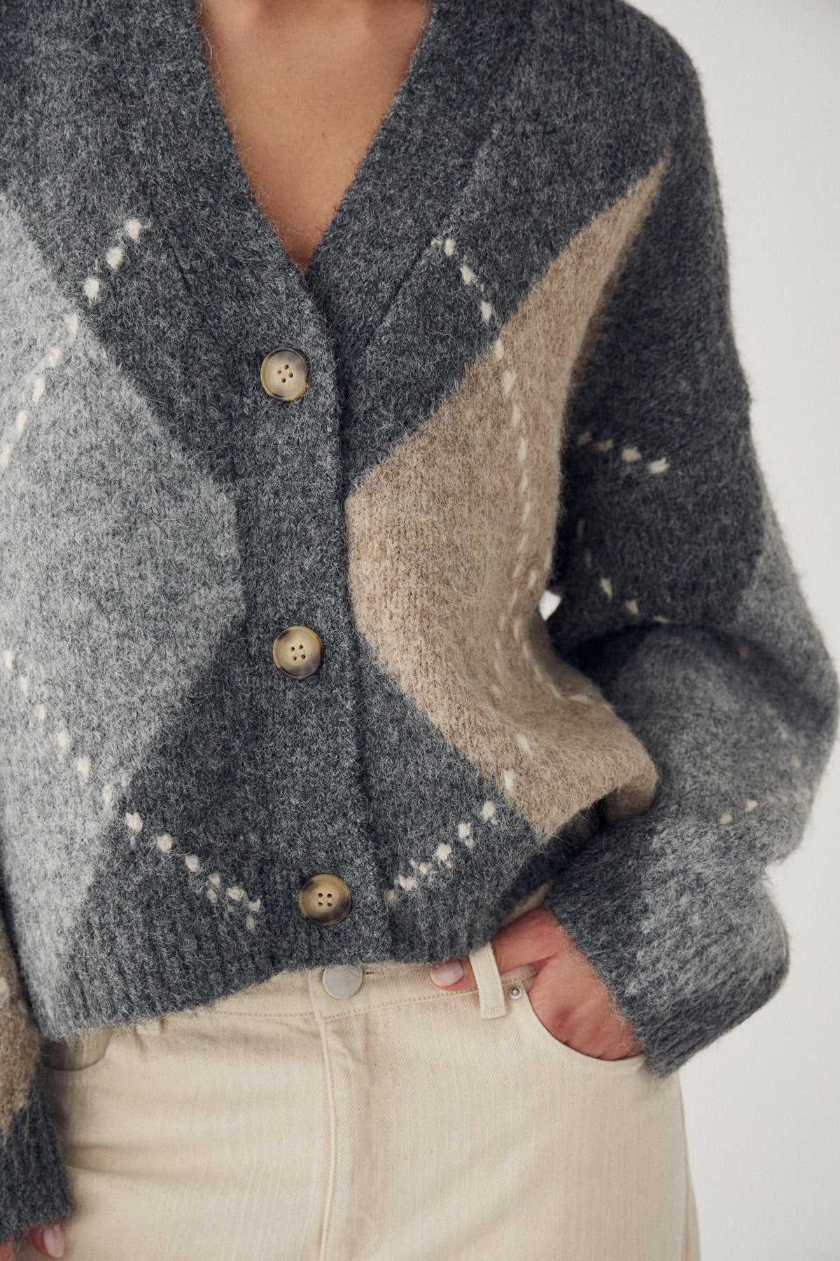 N-Laiana Knit Cardigan Grey Mix - Image 3