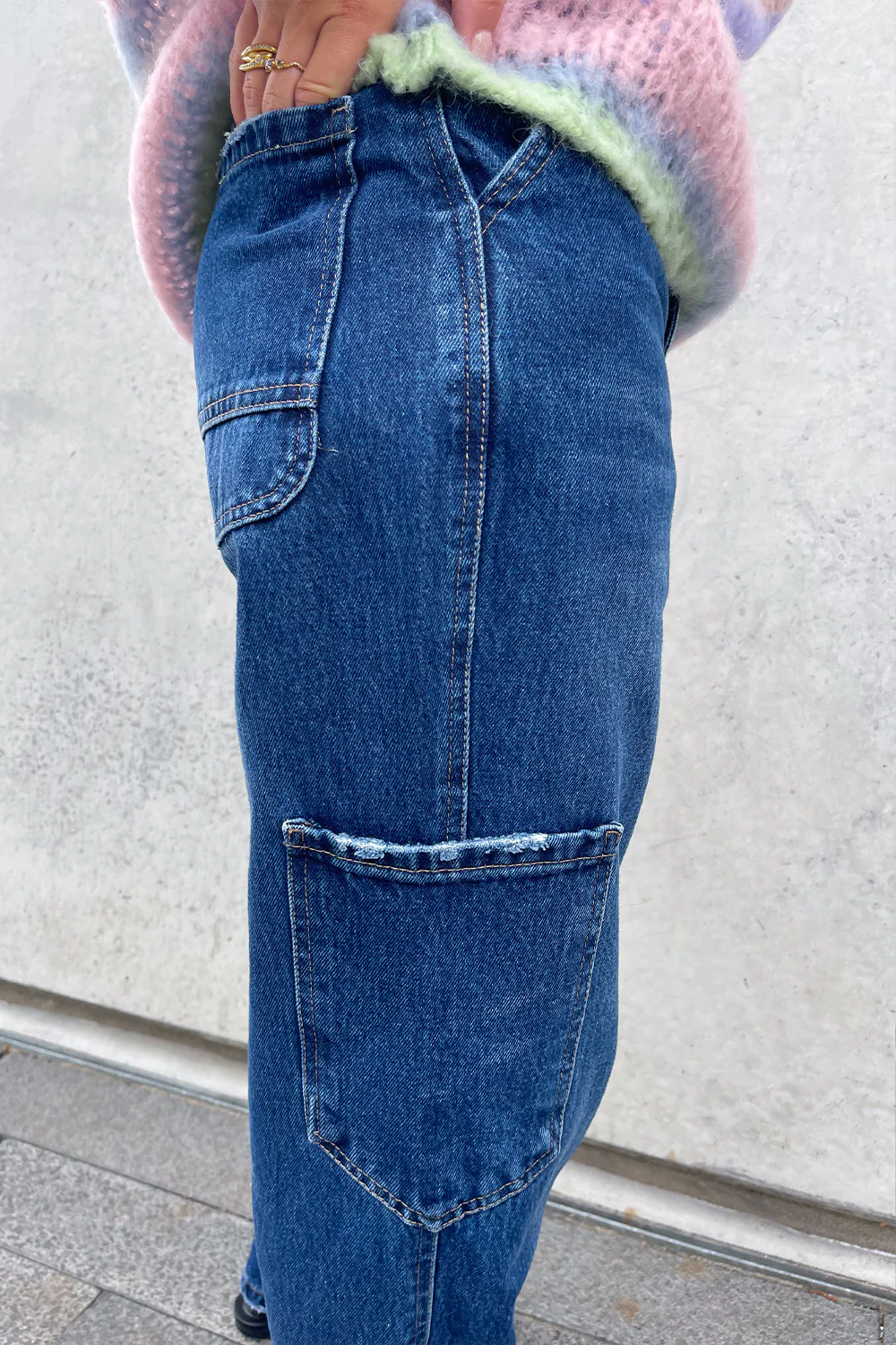 Rory Cargo Jeans Dark Blue Washed - Image 3