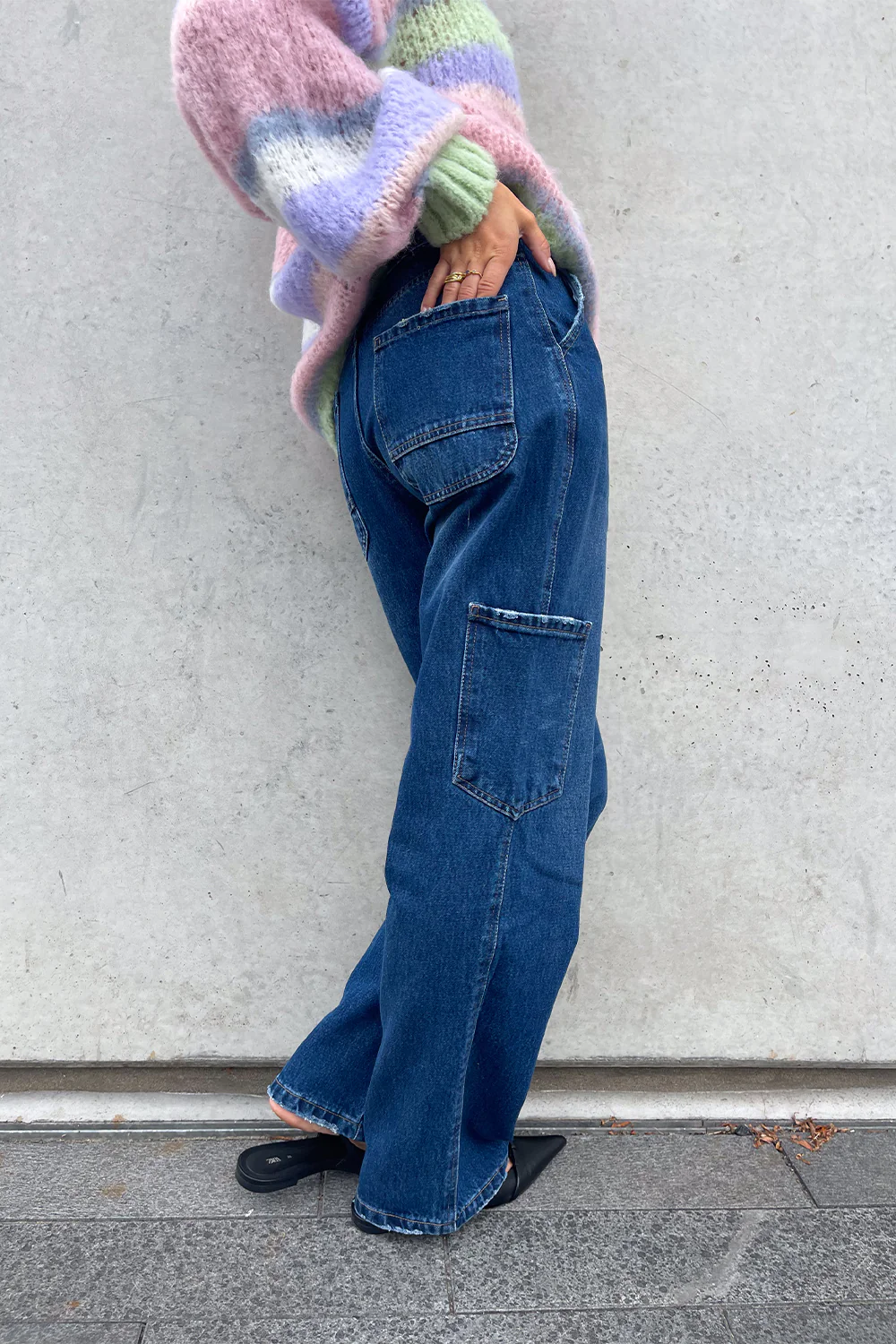 Rory Cargo Jeans Dark Blue Washed - Image 6