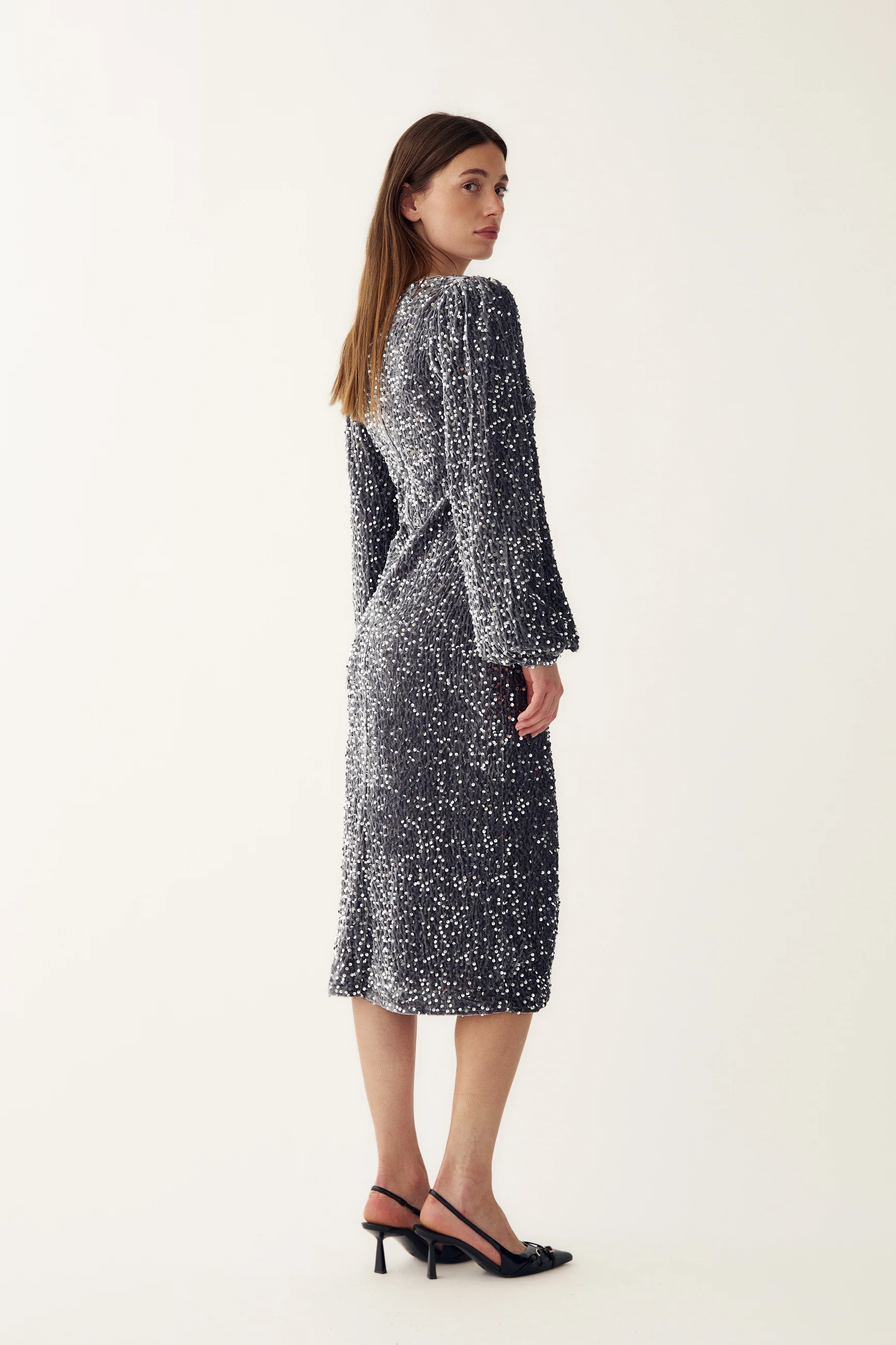 Teagan LG Dress Asphalt Silver Grey - Image 5
